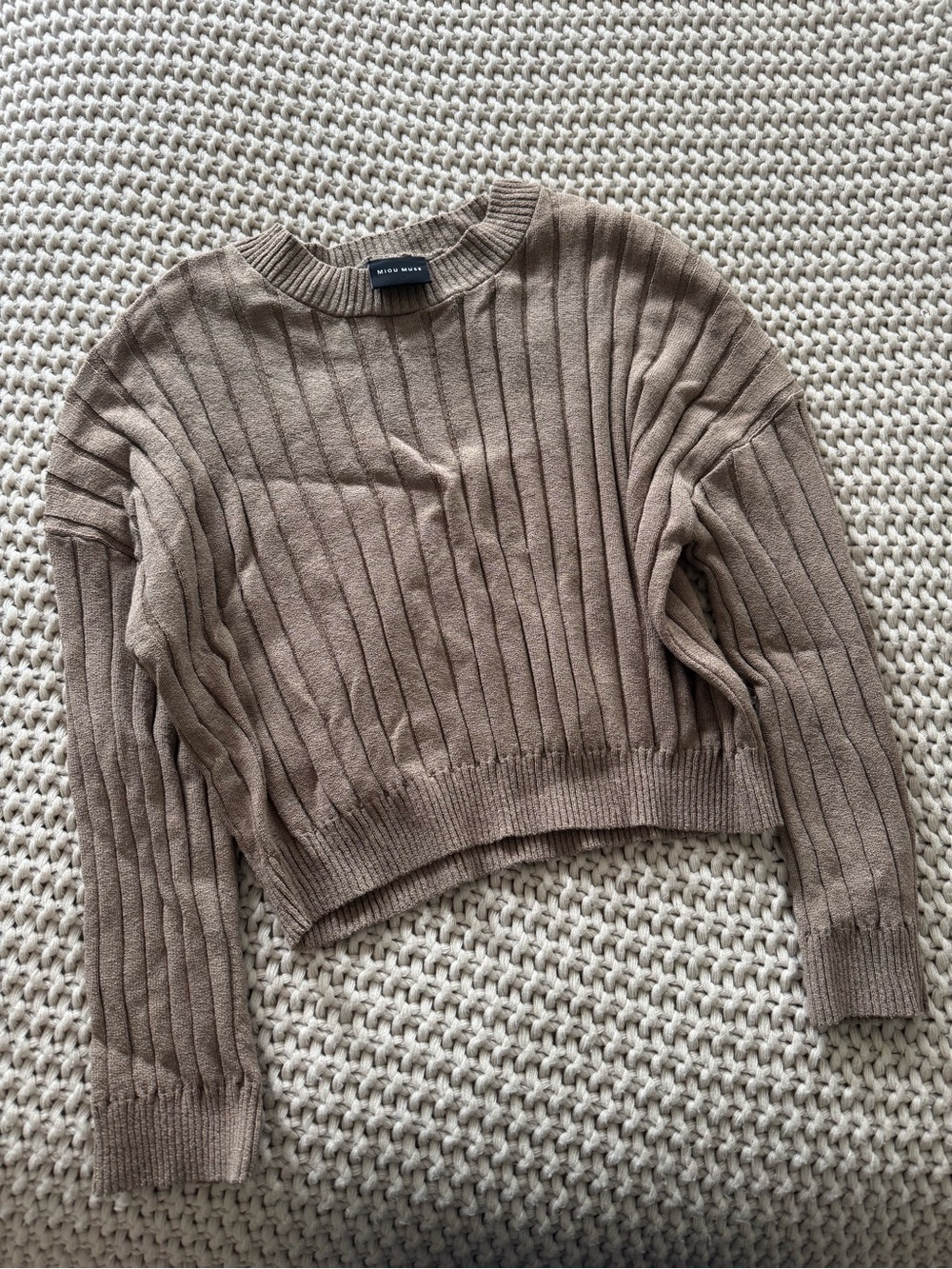 Taupe Ribbed Cropped Sweater